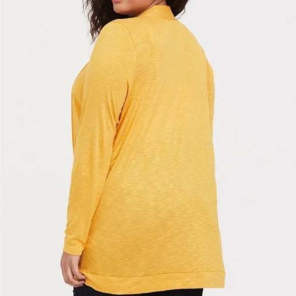 Torrid Cardigan Draped Open Front Lightweight Mustard Yellow Plus Size 1X - Picture 2 of 10